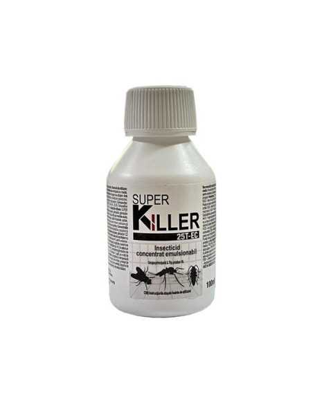 SUPER KILLER 25T EC, Insecticid lichid concentrat impotriva insectelor taratoare si zburatoare, 100 ml|Deltavet Shop