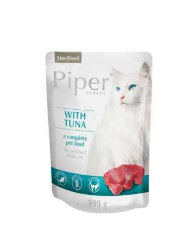 Piper Hrana Umeda pentru Pisici, Sterilizate, cu Iepure, plic SET 10x100 g|Deltavet Shop