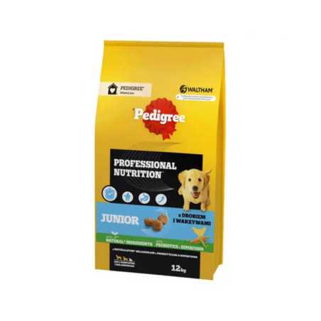 PEDIGREE Junior Professional Nutrition cu carne de pasare si legume pentru catei de talie mare si medie 12kg|Deltavet Shop