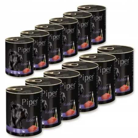 Piper Set 12 conserve Hrana umeda pentru caini, cu Carne de Iepure 800 g|Deltavet Shop